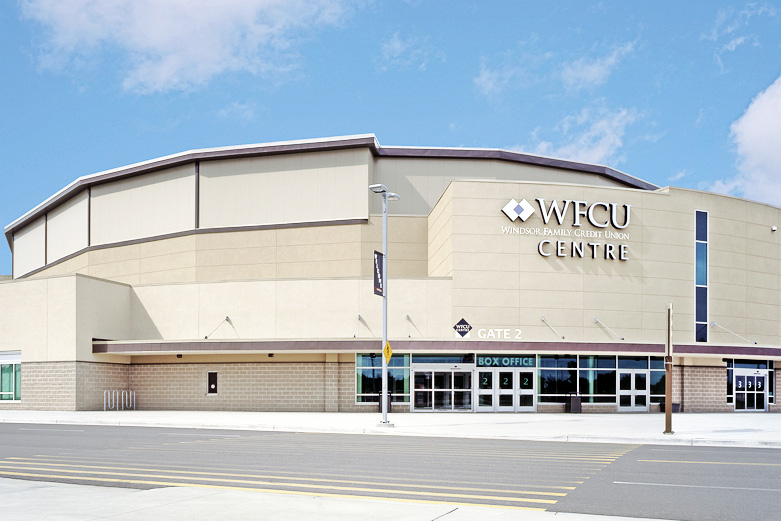 Photo of WFCU Centre with blue skies
