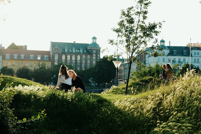 city of copenhagen with young couple