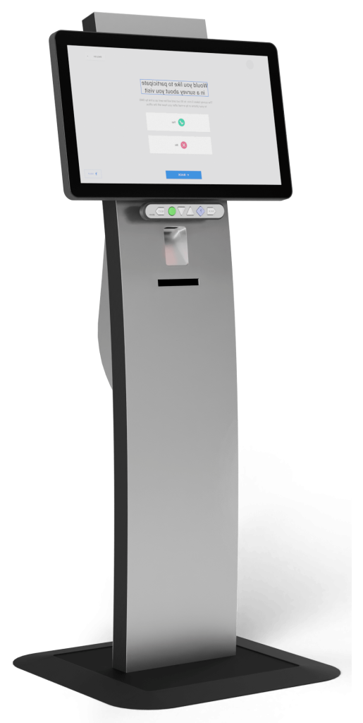 frontdesk smart kiosk with accessible navbar and foot stand